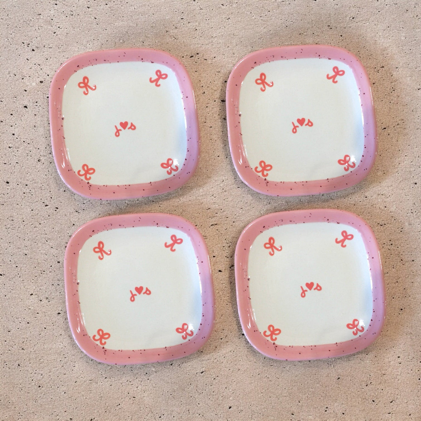 Hand-painted Custom Bow Initial Tiny Plates/Set of Four