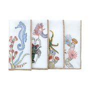 Hand Embroidered Marine Life Napkins 18" x 18" (Set of 4)