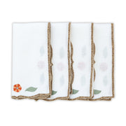 Hand Embroidered Heirloom Petals Napkins 18" x 18"  (Set of 4)
