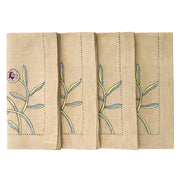 Hand Embroidered Floral Fresco Napkins 18" x 18" (Set of 4)