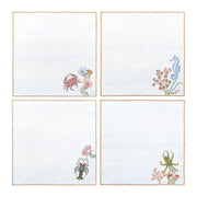 Hand Embroidered Marine Life Napkins 18" x 18" (Set of 4)