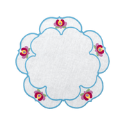 Hand Embroidered Heirloom Petals Placemats 16" round (Set of 4)