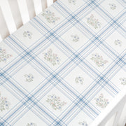 Fleur + Stripe Crib Sheet - Plaid