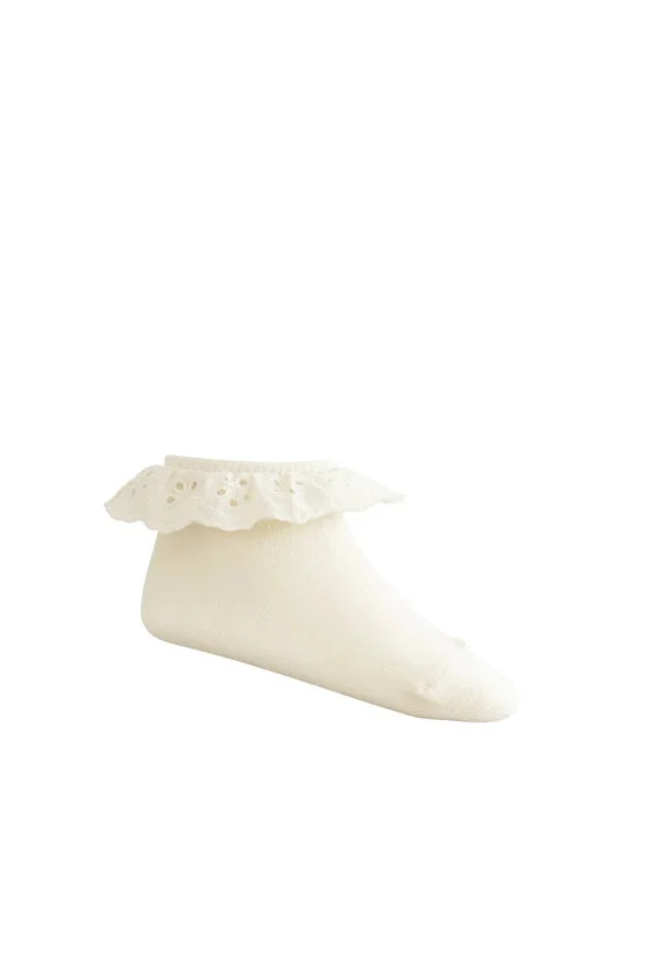 Frill Ankle Sock in Milk