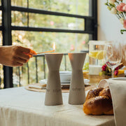 Concrete Candle Holder Pair for Shabbat – Aura Series