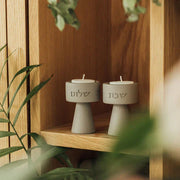 Traditional Shabbat Candle Holders with Contemporary Concrete Tray - Timeless Glow Series