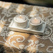 Artisanal Shabbat Candle Holder Set from Concrete - Flow Series