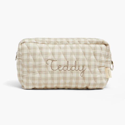 Toiletry Pouch - Beige Gingham
