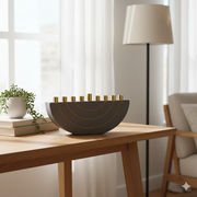 Concrete Menorahs in a Clean Design with Gold Canes - GLAM Series