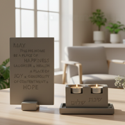 Shabbat Candle Set with Tray & Blessing – Urban Shabbat Series