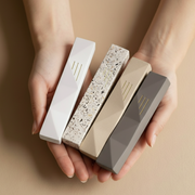 Terrazzo Mezuzah with Gold Engraving in Earthy Natural Tones – Wave Series