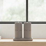 Set of terrazzo candleholder for Shabbat with matching tray - Stone Glow Series