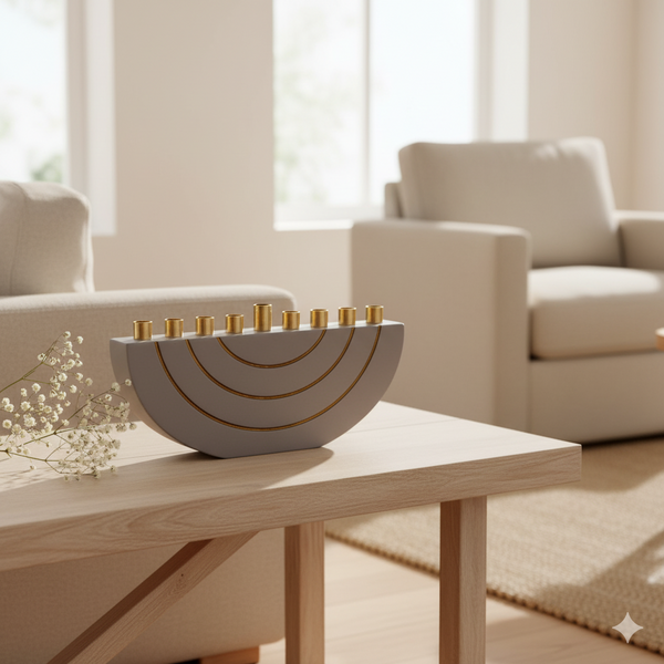Creative Chanukah Menorah Made of Real Concrete with a Clean Design - GLAM Series