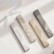 Unick Concrete Mezuzah for Jewish Home with Gold Engraving – Wave Series
