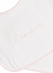 Bib & Burp Cloth Set - Embroidered Pink "L'Amour"