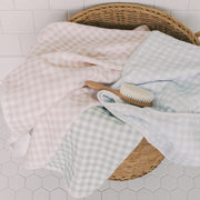 Picnic Gingham Children's Hooded Towel - Green