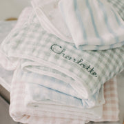 Picnic Gingham Children's Hooded Towel - Green
