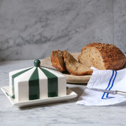 Circus Stripe Butter Dish - Green