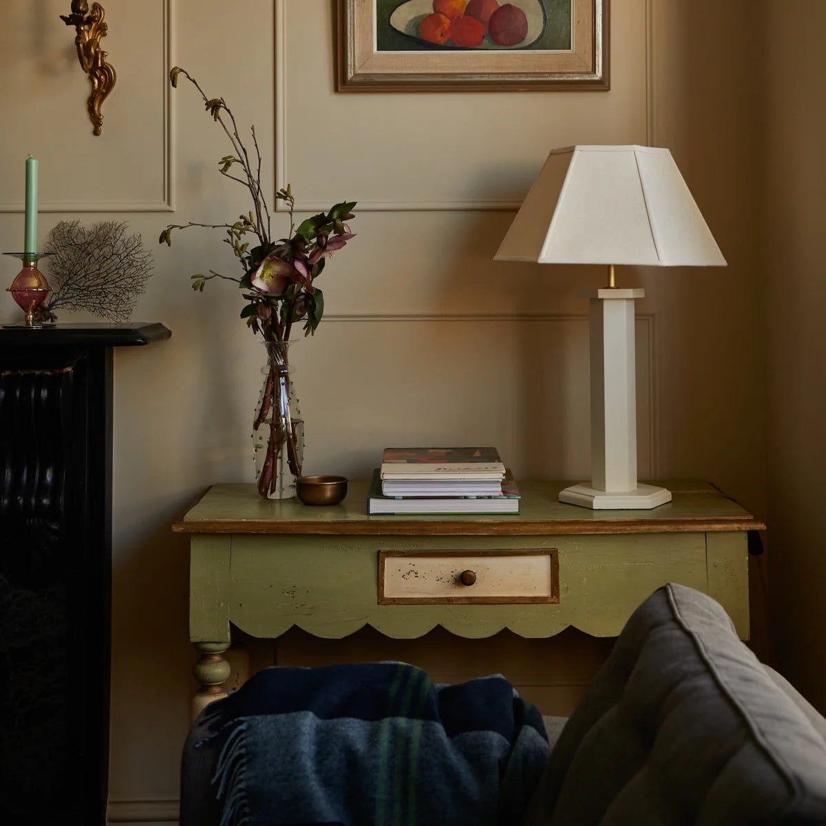 Hexagon Bedside Lamp- Cream