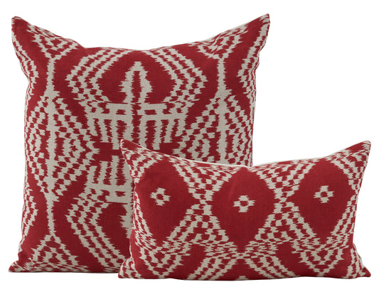 Schumacher Asaka Ikat Red Pillows