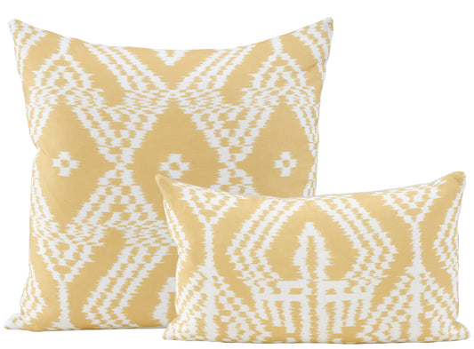 Schumacher Asaka Ikat Yellow Pillows