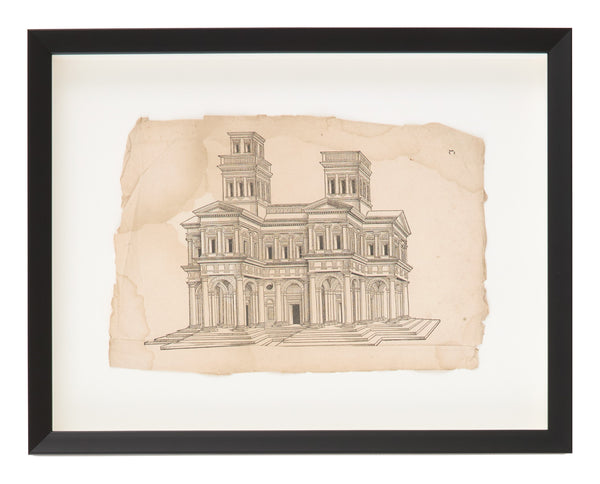 Antique Charcoal Architectural Drawing I