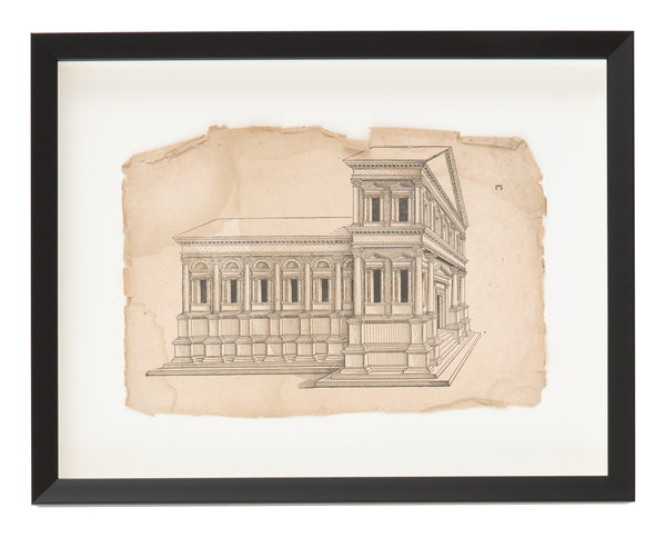 Antique Charcoal Architectural Drawing III