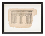 Antique Charcoal Architectural Drawing IV