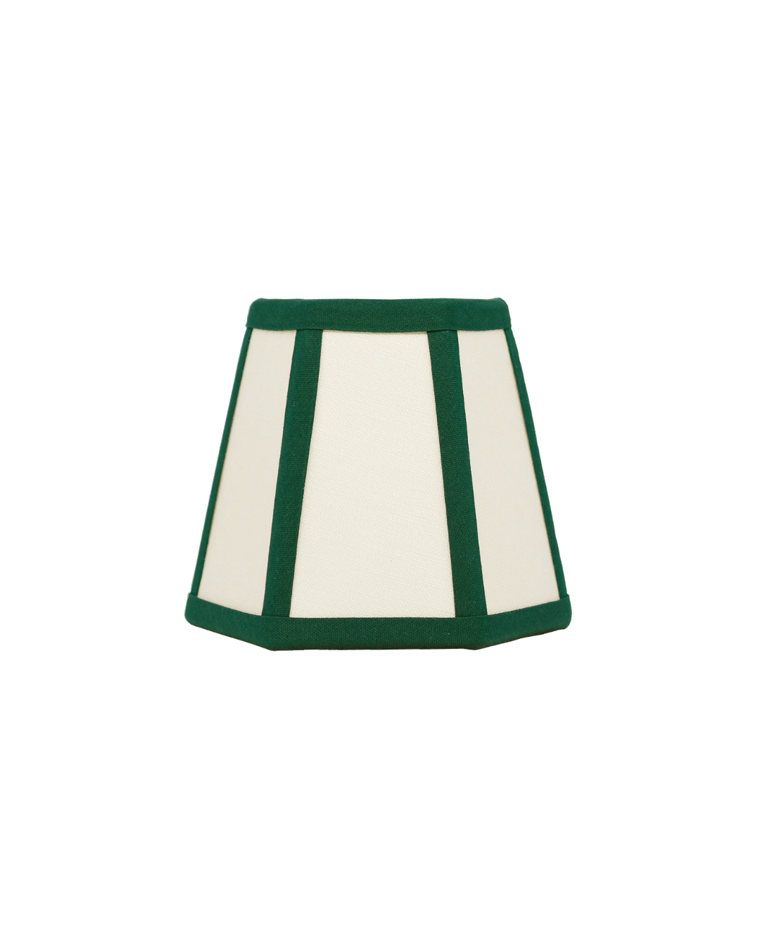 Hexagon Linen Lampshade, Green Trim - Candle Shade