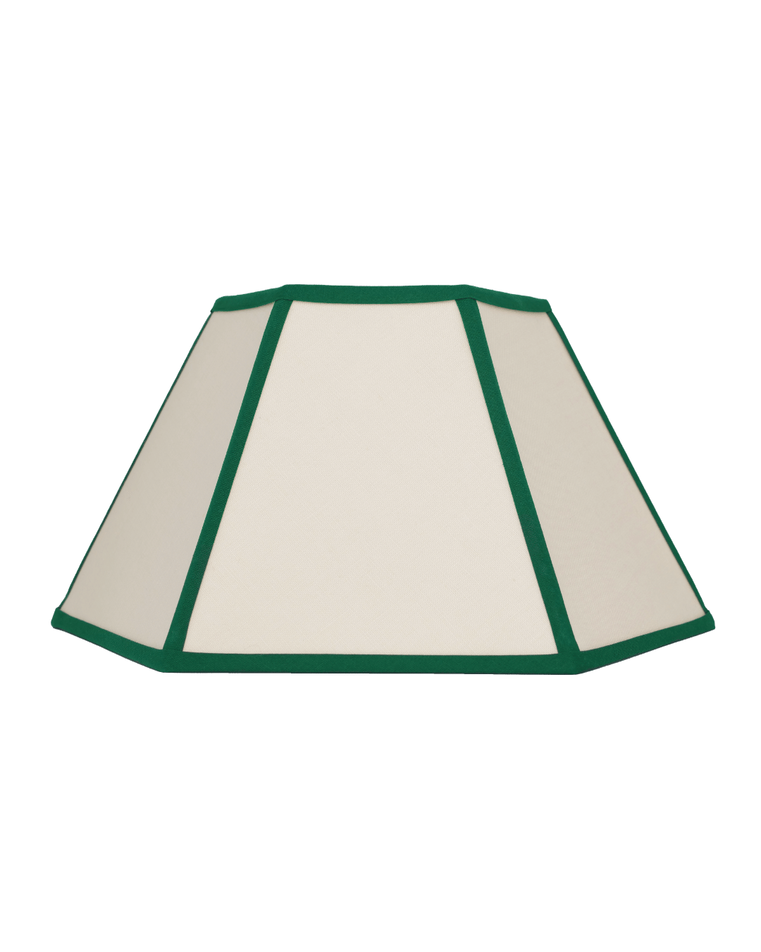 Hexagon Linen Lampshade, Green Trim - Medium