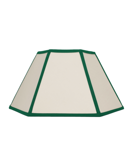 Hexagon Linen Lampshade, Green Trim - Medium