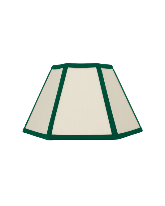 Hexagon Linen Lampshade, Green Trim - Small