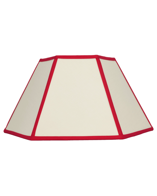 Hexagon Linen Lampshade, Red Trim - Large