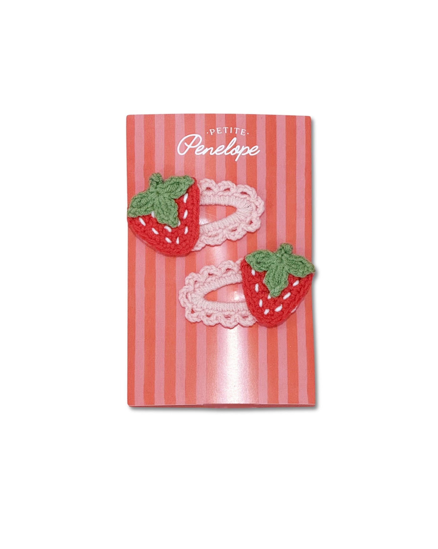 Fraise Rose – Pink Strawberry Crochet Clip Set