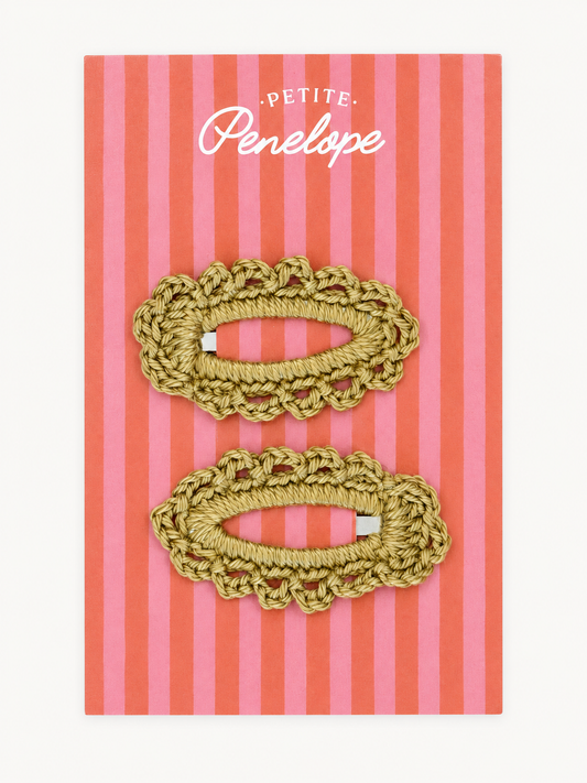 Honey Belle – Golden Scalloped Crochet  Hair Clip Set