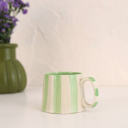 Ceramic Green Stripe  Coffee cup- 220ml (SET OF 4)