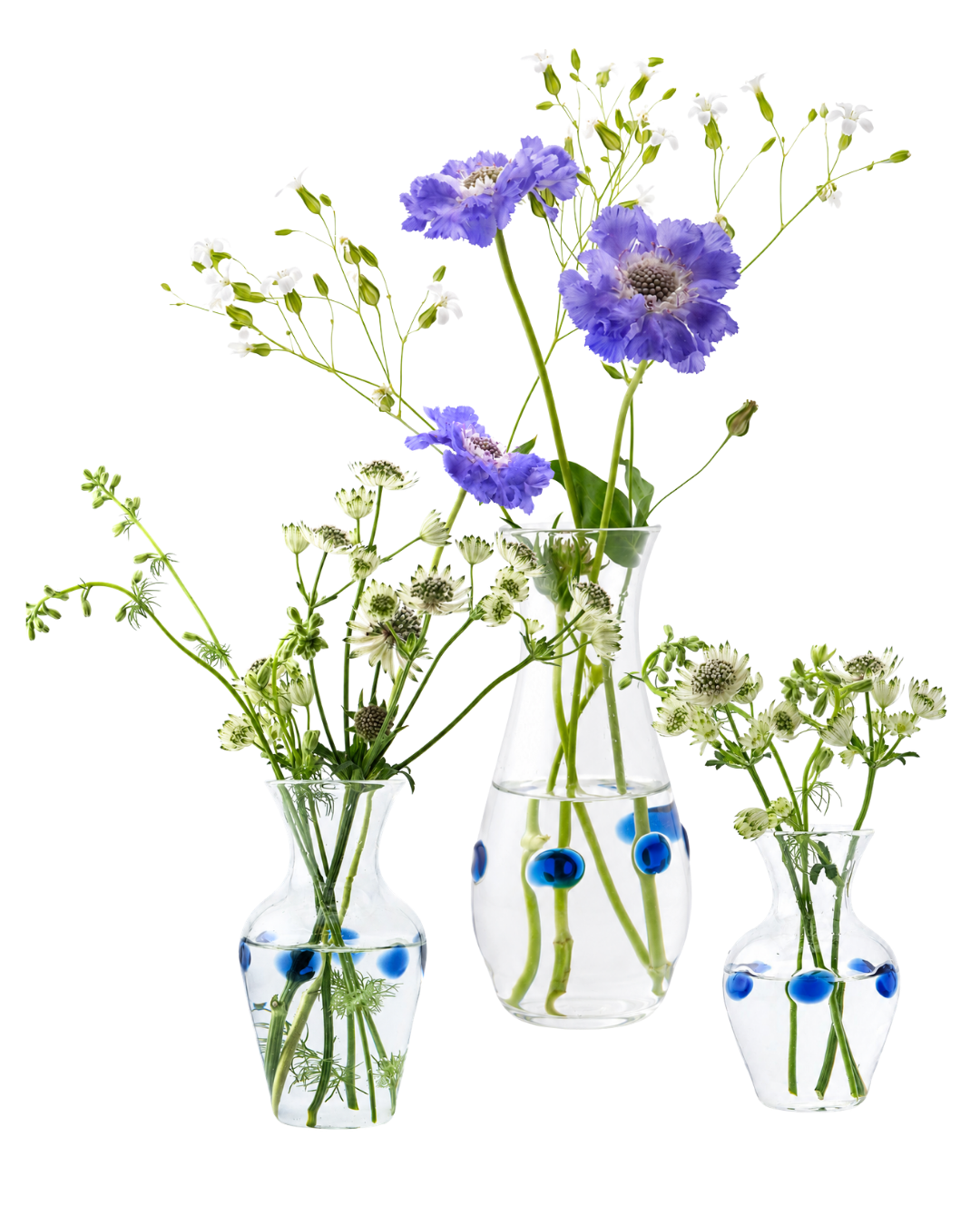 Cornflower Glass Vase - Set of Three by Issy Granger