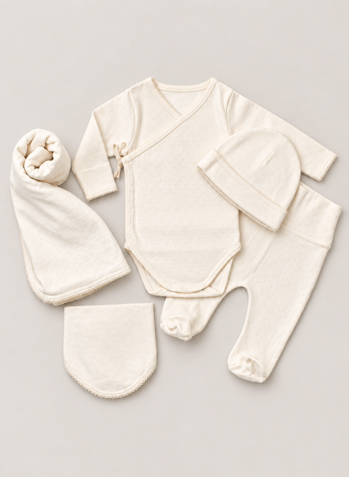 Welcome Baby Organic Pointelle Cotton 5 Piece Set