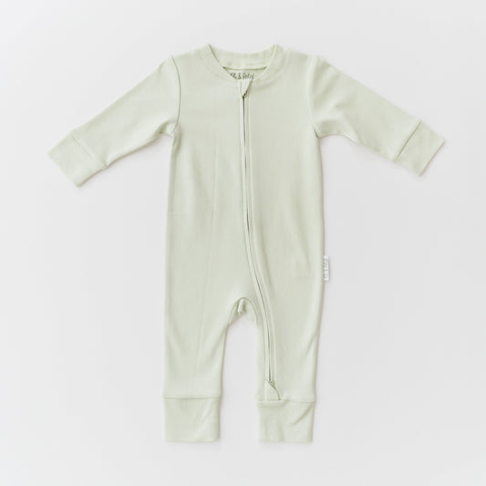 Long Sleeve Romper in Leafy Green
