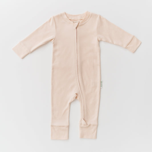 Long Sleeve Romper in Rosy Peach
