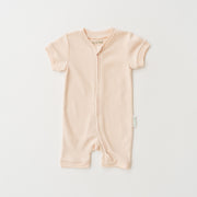 Short Sleeve Romper in Rosy Peach