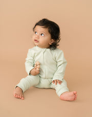 Long Sleeve Romper in Leafy Green