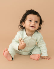 Long Sleeve Romper in Leafy Green