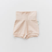 Fold-Over Shorts in Rosy Peach