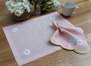 Hand Embroidered Trellis Placemats 14" '18" (Set of 4)