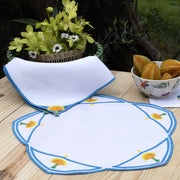 Hand Embroidered Dandelion Drift Placemats 16" round (Set of 4)