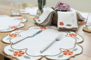Hand Embroidered Heirloom Petals Placemats 16" round (Set of 4)