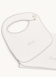 Baby Bib & Burp Cloth Set - Embroidered "Love"