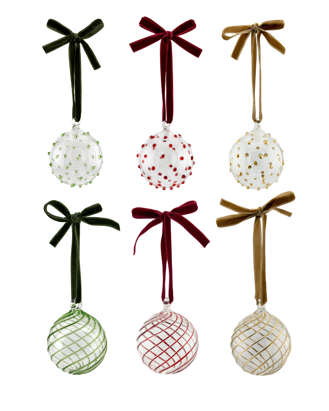 Mini Mixed Glass Baubles - Set of Six by Issy Granger
