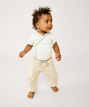 Crossbody Short Sleeve One-piece, Seafoam Piping